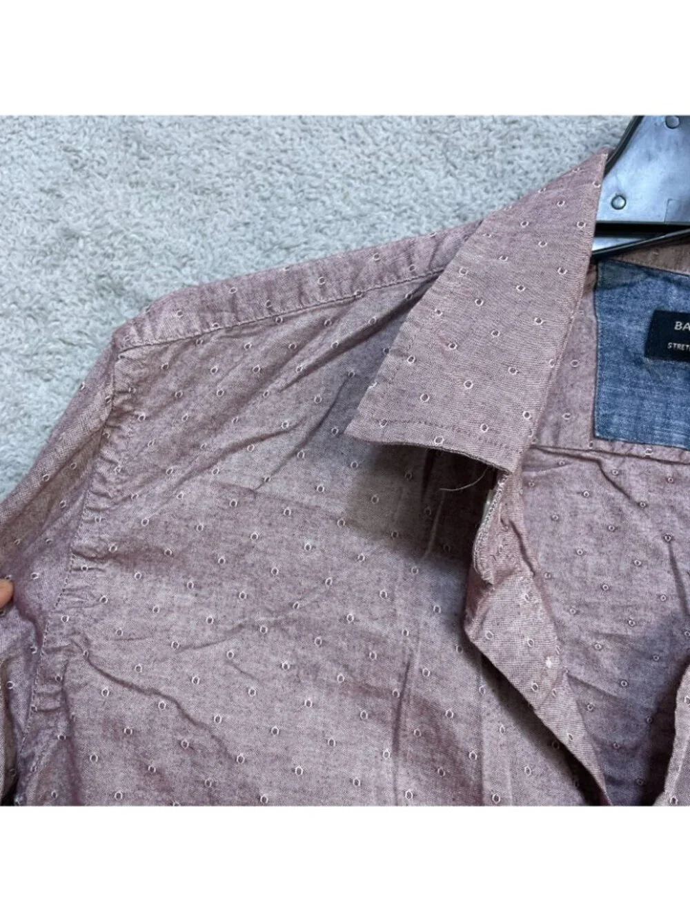 Banana Republic Men's M Stretch Button-Up Shirt Textured Mauve B1341